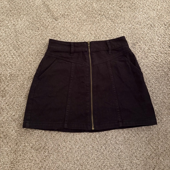 PacSun Black Denim Mini Skirt with Gold Front Zipper - Picture 1 of 4